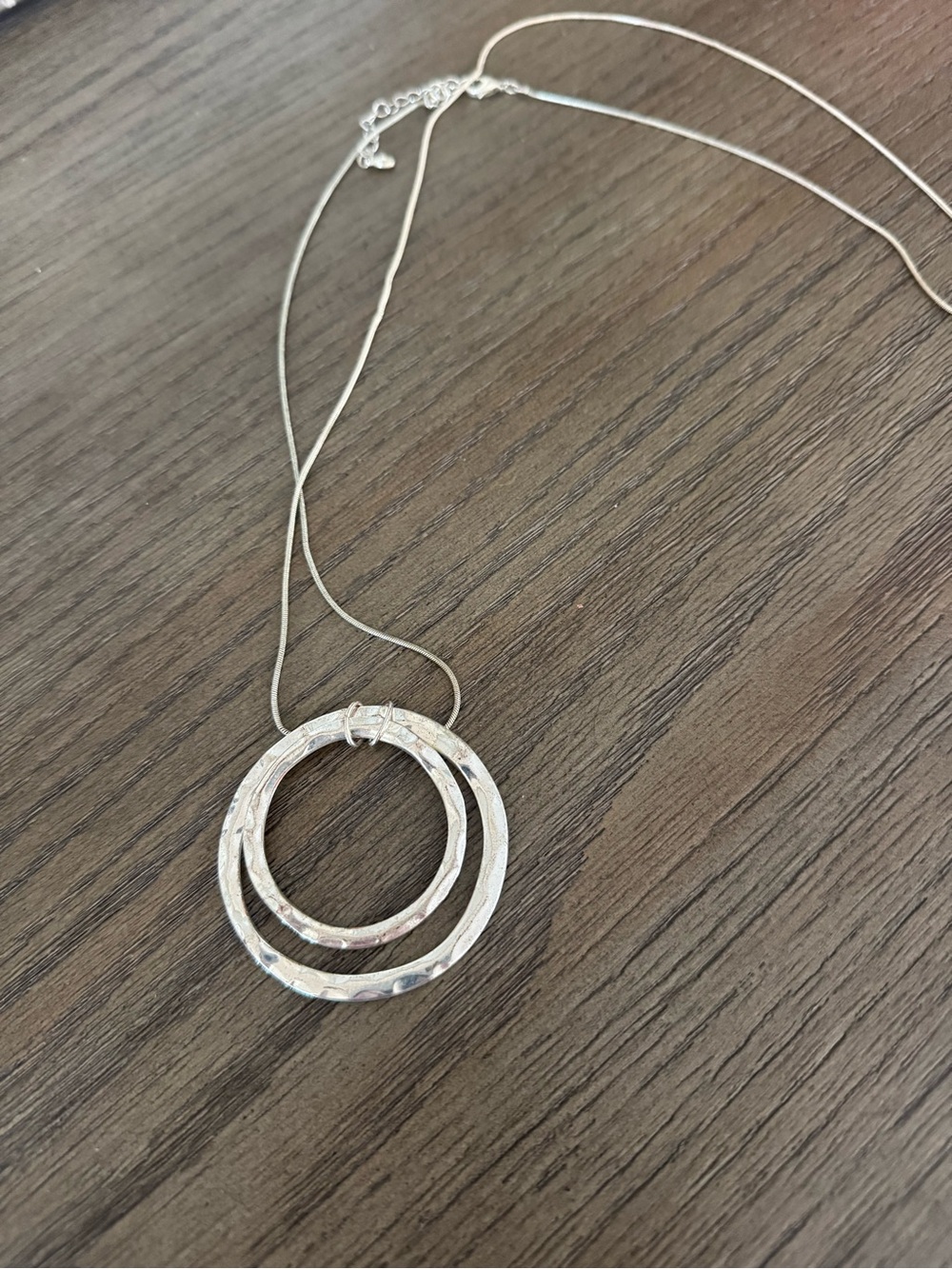 Silver Double Ring Pendant Necklace - Women's Jewelry